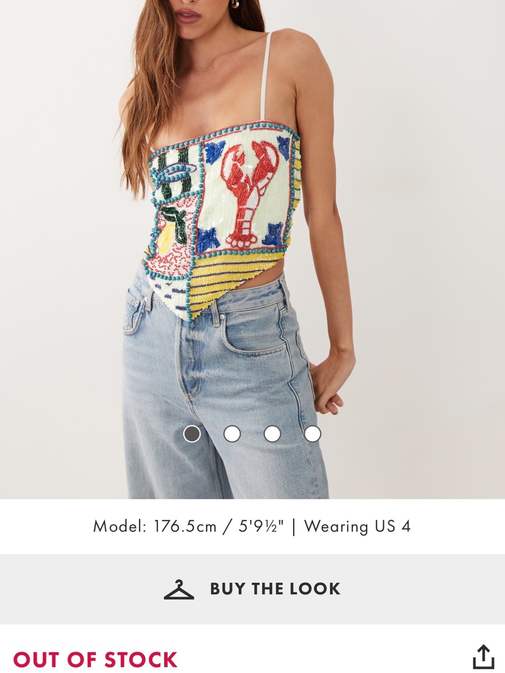 NWT ASOS Beaded Lobster Motif Corset Top - Multicolor 6